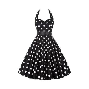 Imagem de Vestido Feminino Vintage De Bolinhas Para O Verão, Estilo Halter, Moda