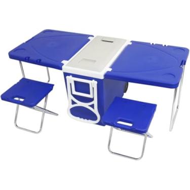 Imagem de Caixa Cooler Termica 32 Litros 5 em 1 Com Rodinhas Alças de Transporte Mesa Cadeira Multifuncional Ampamento Camping visite nossa loja Leo Top Store