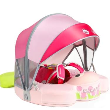 Imagem de 3 métodos de natação, adicionar cama, boia de natação mais confortável com cauda e dossel Boia de natação para bebês não infláveis Mambo Float Smart Swim Trainer para bebês de 3 a 24 meses, meninas e