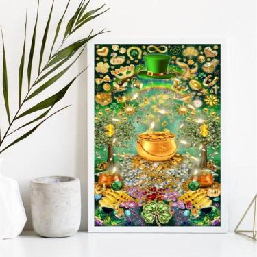 Imagem de Quadro Prosperidade Ouro - 24x18cm - Vidro e Moldura Preta