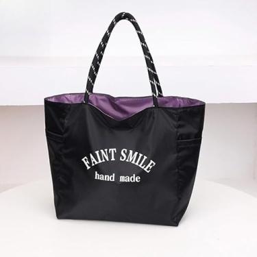 Imagem de Bolsa de mão dupla face à prova d'água – Bolsa feminina de ombro de grande capacidade, moderna com vários bolsos, Preto