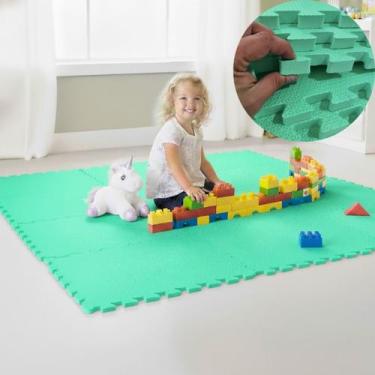Imagem de KIT 12 Placas Tapete Tatame EVA 50x50cm 20mm 24 Bordas Emborrachado Ex