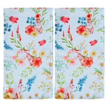 Imagem de Jogo com 2 Caminhos de Mesa Tecido Estampa Páscoa 120x30cm - Multiart,