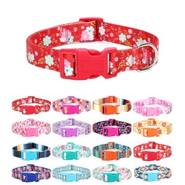 Imagem de Moonpet Coleiras de cachorro para filhotes, PP, pequeno, médio, grande, para cães - unissex com design fofo para meninos e meninas, coleira para animais de estimação, macia, ajustável, boêmia, floral,