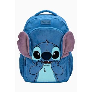 Imagem de Mochila Escolar de Costas Stitch com Orelhinhas Nylon - Luxcel, Azul C