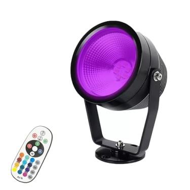 Imagem de Refletor de paisagem externa RGBW de 3W, luz LED impermeável IP67 para jardim com controle remoto, 16 cores e 4 modos dinâmicos, luz regulável de 270° para jardim, árvore, pátio, decoração de férias