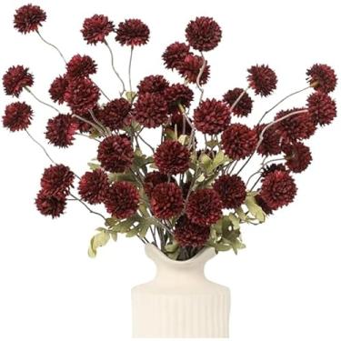 Imagem de KLYGOBSR 6 peças de flores artificiais bordô para buquês de casamento faça você mesmo, vaso de mesa, decoração de cozinha