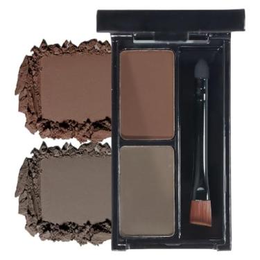 Imagem de Kit de pó para sobrancelhas – Preenchimento de sobrancelha marrom claro e escuro de longa duração para sobrancelhas naturais completas e definidas, paleta de contorno com pincel de ponta dupla-04#