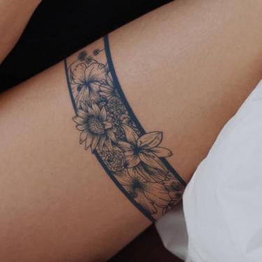Imagem de Suco de ervas semipermanente mini tatuagem simples padrão floral 7-14 dias sem derramamento sem reflexivo pulso ombro pescoço pescoço adesivo de tatuagem impermeável 1 peça