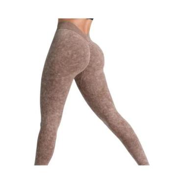 Imagem de Leggings Esportivas Sem Costura De Cintura Alta Para Mulheres, Com Des