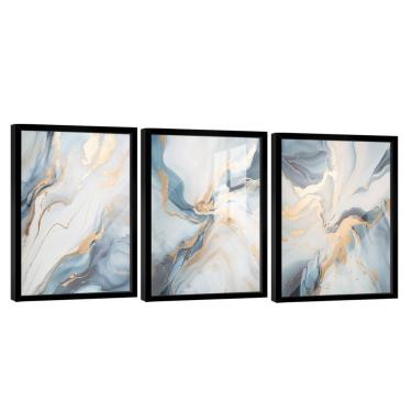 Imagem de Conjunto De Quadros Trio Abstract Blue Gold -- Br Artes