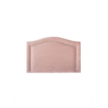 Imagem de Cabeceira Solteiro Curva Luxo 90x60 Veludo Rosê - Tachas Prata