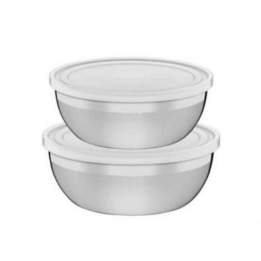Imagem de Jogo De Potes Tramontina Freezinox Aço Inox Tampa Plástica 2 Peças