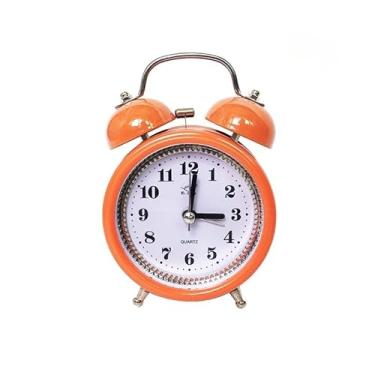 Imagem de Relogio De Mesa Despertador Retro Vintage Metal Com Luz noturna(Laranja)