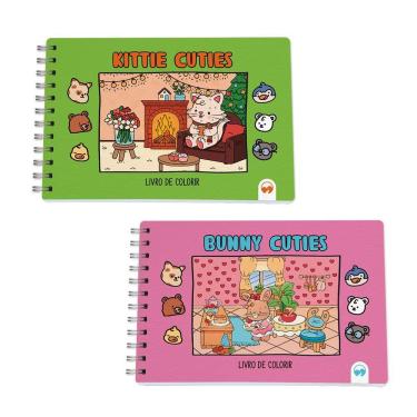 Imagem de Kit 2 Livro De Colorir Cuties 128 Páginas Bunny E Kittie