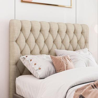 Imagem de Cabeceira Estofada Casal 140 Cm Topázio Linho Bege