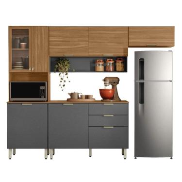 Imagem de Armário De Cozinha Completa Com Balcão 8 Portas 2 Gavetas 2,50m Alba Demóbile