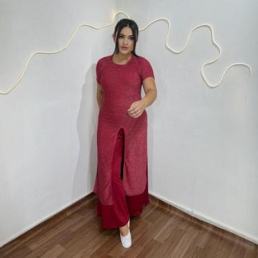 Imagem de Conjunto de Dança Plus Size Bata Fenda e Calça Pantalona Moda Evangéli