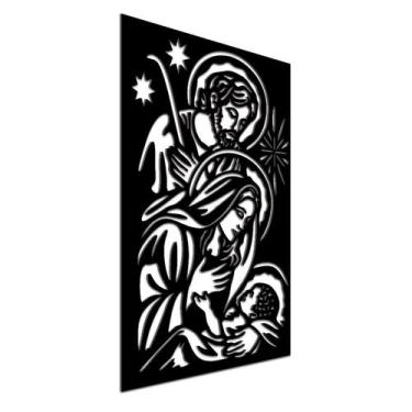 Imagem de Quadro Familia Sagrada Alto Relevo 32X19Cm MDF Quarto - JABB