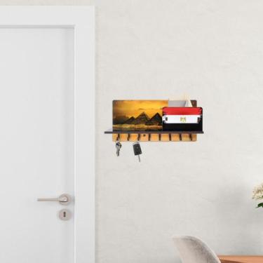 Imagem de Porta Chaves Egito Madeira Pinus Parede Pendurador - JABB