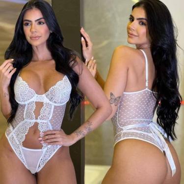 Imagem de Body Sensual Com Abertura Sexy Rendado Sem Bojo Com Aro Fio Denta - Cy