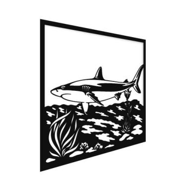 Imagem de Quadro alto relevo tubarao 32x36cm decorativo para sala - Decoraset