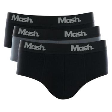 Imagem de Kit 3 Cuecas Slip Tradicional Elastico Largo Mash 113.06, G, Cinza