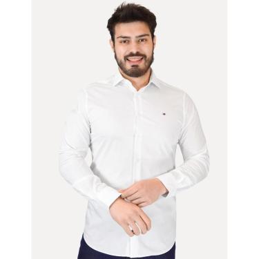 Imagem de Camisa Tommy Hilfiger Masculina Slim THFlex Poplin Branco-Masculino