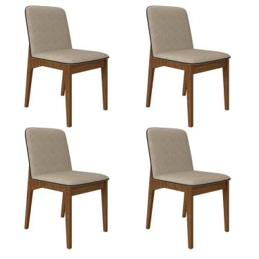 Imagem de Kit 4 Cadeiras Estofadas Windsor Freijó/suede Bege - M.a