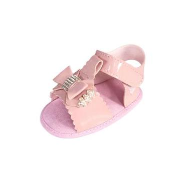 Imagem de Sandalia Bebê Infantil Menina 0 a 9 Meses Confortavél Laço Glitter Per