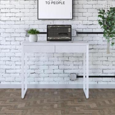 Imagem de Mesa de Escritorio Office C/02 Gavetas Kuadra 90cm Es.Branca - Metalig