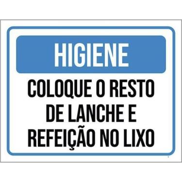 Imagem de Placa Sinalização - Higiene Coloque Resto Lanche Lixo 27X35 - Sinalizo