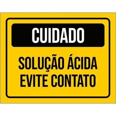 Imagem de Kit 5 Placa Acm Atenção Solução Ácida Evite Contato 18X23 - Sinalizo