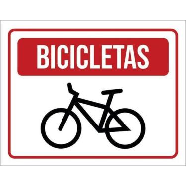 Imagem de Kit 5 Placa Acm Vermelha Bicicletas 18X23 - Sinalizo