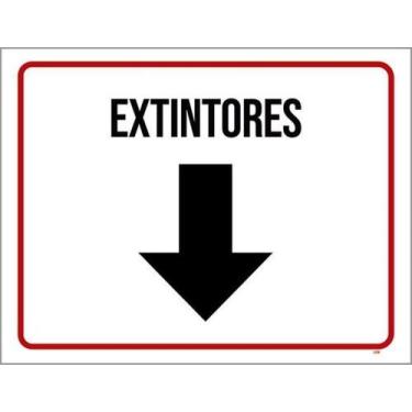 Imagem de Kit 10 Placas Sinalização - Extintores Seta Para Baixo - Sinalizo