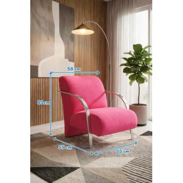 Imagem de Poltrona Ind. Veludo braço de Alumínio - Norte. Dist, Rosa, 10kg