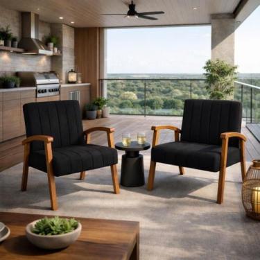 Imagem de Kit 2 Poltronas Haley Decorativa Linho Sala Estar Área Gourmet Varanda