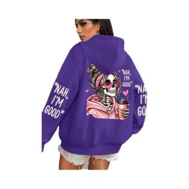 Imagem de Moletom Feminino Multicolorido Com Estampa Engraçada, Casual E Solto, 