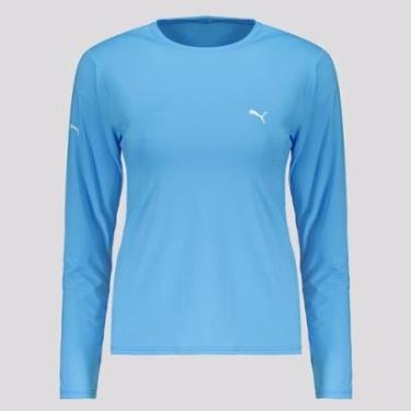 Imagem de Camiseta Puma Manga Longa UV50+ Feminina Azul-Feminino