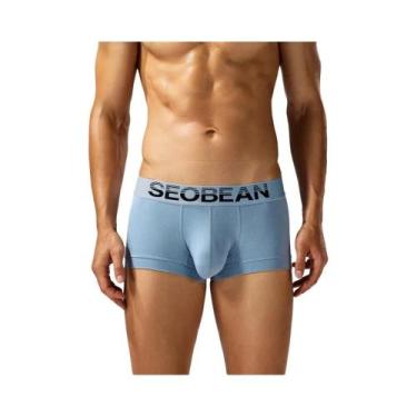 Imagem de Cueca boxer masculina de algodão absorvente de suor confortável e resp