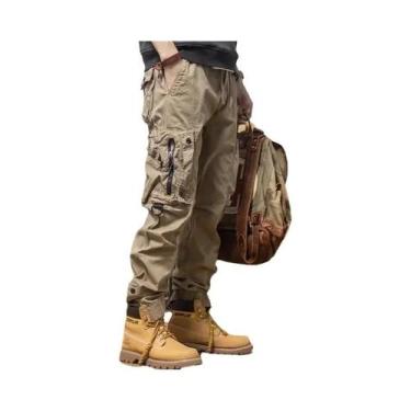 Imagem de Calças Jeans Masculinas Oversized De Lona 24oz Com Múltiplos Bolsos Pa