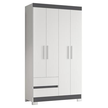 Imagem de Guarda Roupa Solteiro Olímpia 4 Portas 2 Gavetas Quadriflex Branco-titanium - Móveis Albatroz Branco-titanium