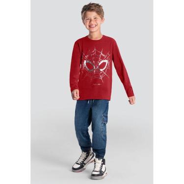 Imagem de Camiseta infantil menino Homem-Aranha em fóil Brandili Bordô