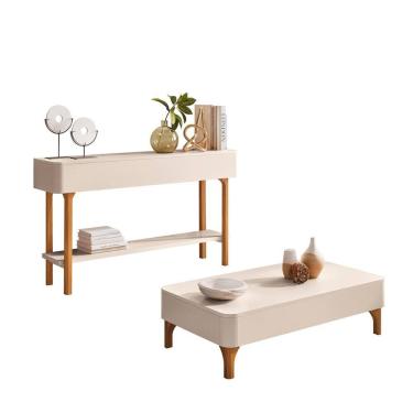 Imagem de Mesa de Centro Liz Sala e Aparador Fiero Pés Madeira Maciça