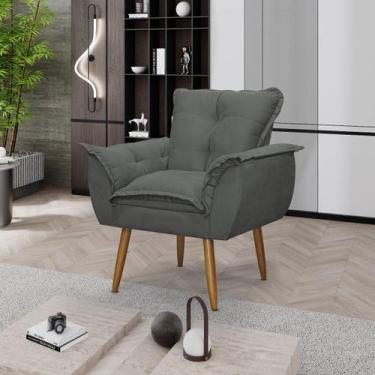 Imagem de Poltrona Decorativa Opala Lux Sala Recepeção Cinza - Visan Estofados