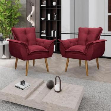 Imagem de Kit 02 Poltronas Decorativas Opala Lux Sala Recepeção Marsala - Visan 