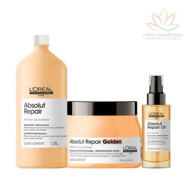 Imagem de Kit profissional absolut repair loréal shampoo 1,5l + máscara 500g+ser