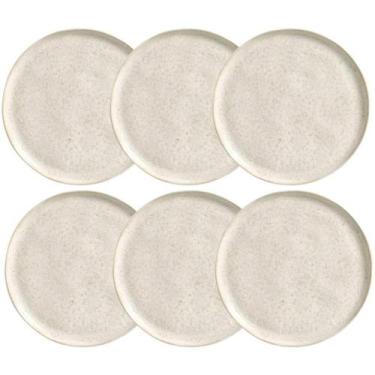 Imagem de Jogo 6 Pratos Rasos Bio Vanilla Cerâmica Stoneware Orgânico Off White 