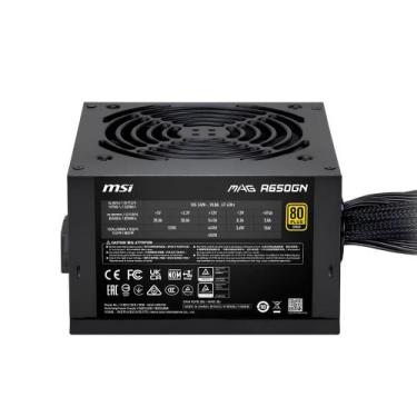 Imagem de Fonte Gamer 650W MSI MAG A650GN II ATX 3.1 80Plus Gold Preto - 306-7ZP