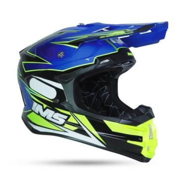 Imagem de Capacete Ims Evo Azul/Flúor Motocross Trilha Enduro, XL - 62